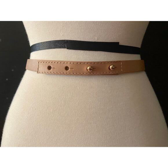 B-LOW THE BELT Tan Leather Waist Belt w/Gold Plate sz S/M - Picture 3 of 14